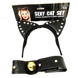 Sexy Cat Ears & Collar Faux Leather Set Discontinued NWT NOS